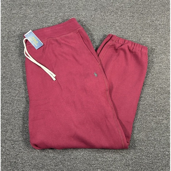 New Polo Ralph Lauren Fleece Sweatpants Men's 3XLT Maroon Burgundy Drawstrings - Picture 1 of 10